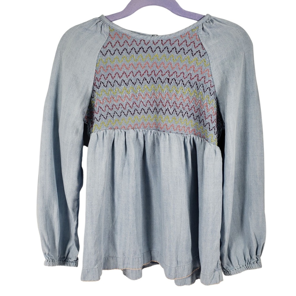 Matilda Jane Girls Chambray Embroidered Long Sleeve‎ Top Size 8